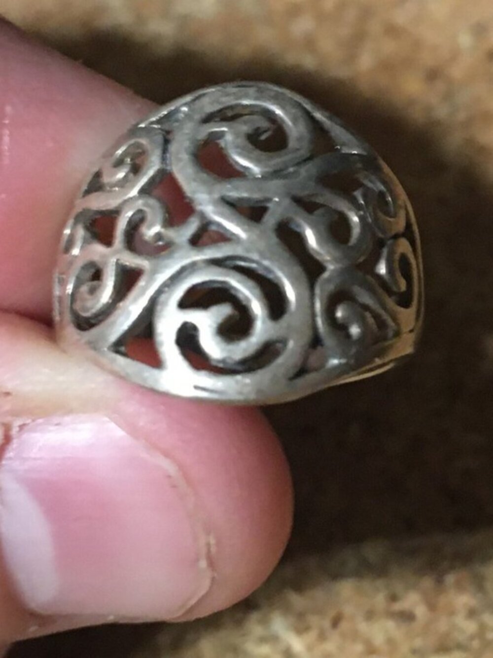 VINTAGE 925 STERLING SILVER SWIRL DESIGN WIDE RING SIZE 6.75